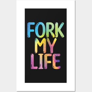 Fork My Life Leather Rainbow Punny Statement Graphic Posters and Art